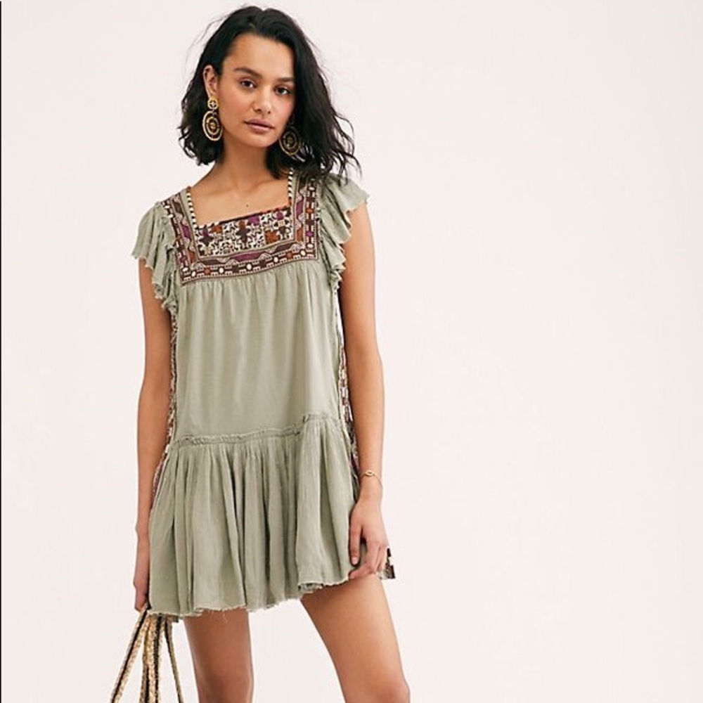 Free People Day Glow Minidress in Spanish Moss